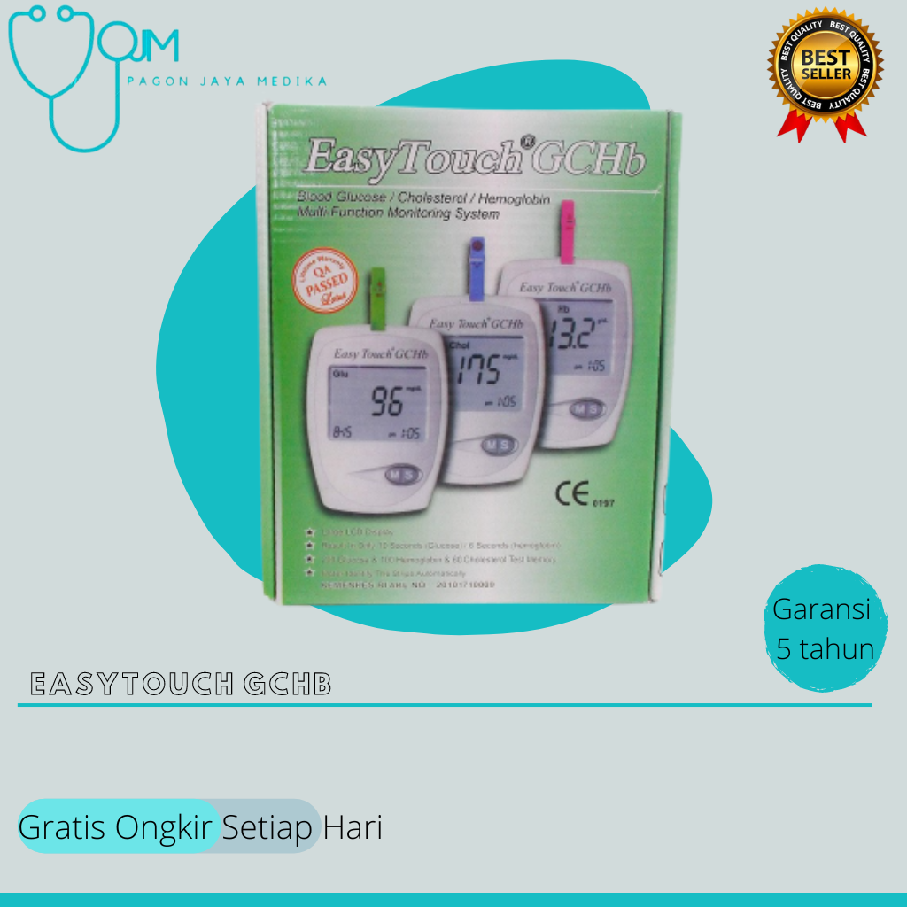 EASY TOUCH GCHB ALAT TES CEK PENGUKUR GULA DARAH 3 IN 1 KOLESTEROL HB HEMOGLOBIN EASYTOUCH MURAH