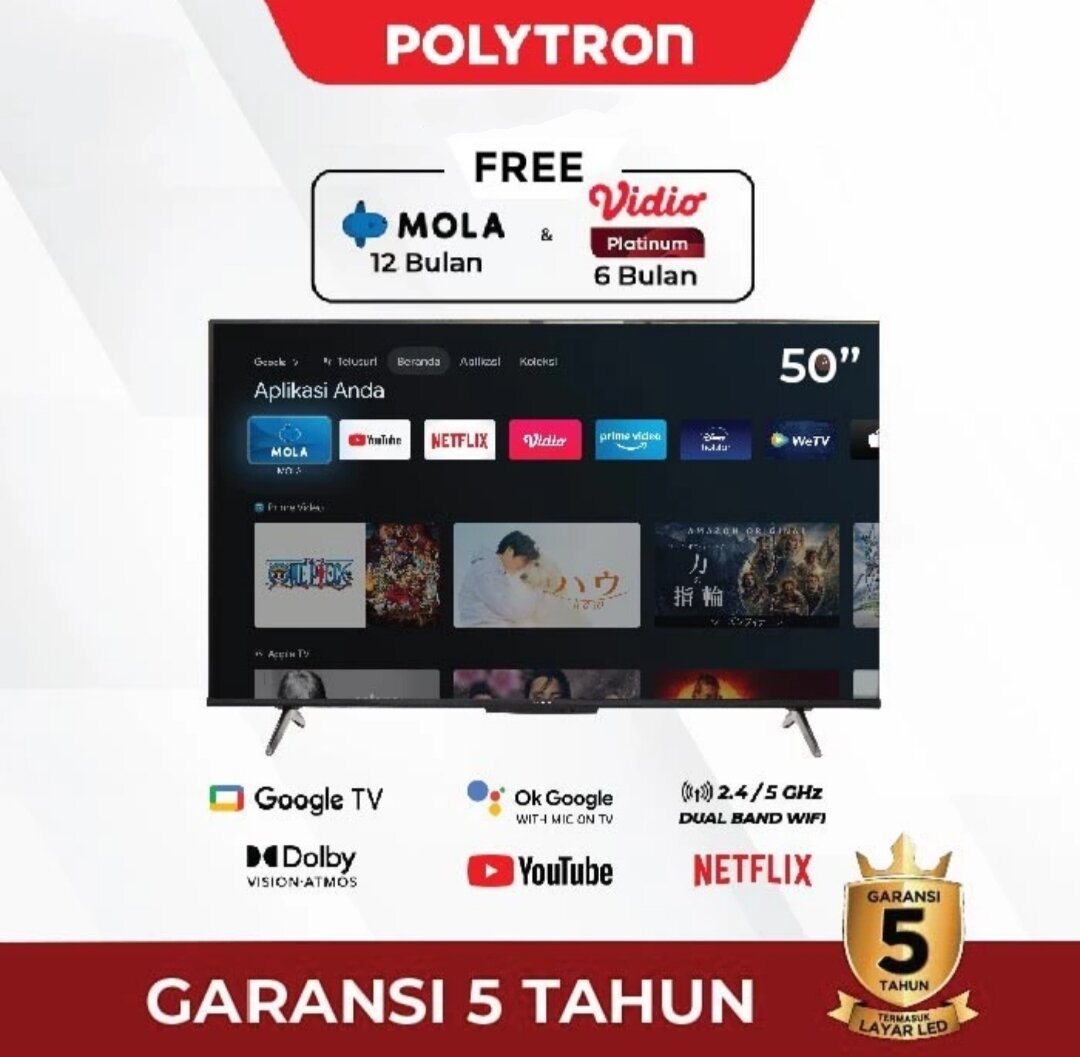 POLYTRON LED TV 4K UHD Smart Google TV [50 Inch] PLD-50UG5959 | Lazada