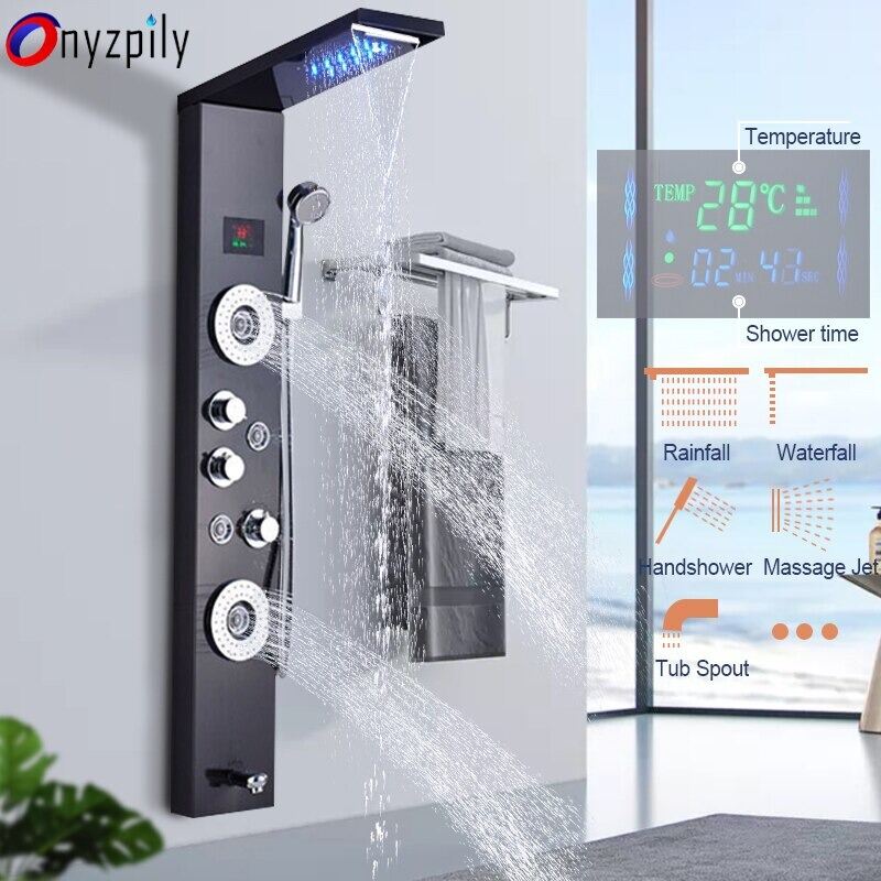 Shower Mandi Panel LED Temperature Screen Wall Mounted - 8006 | Lazada ...