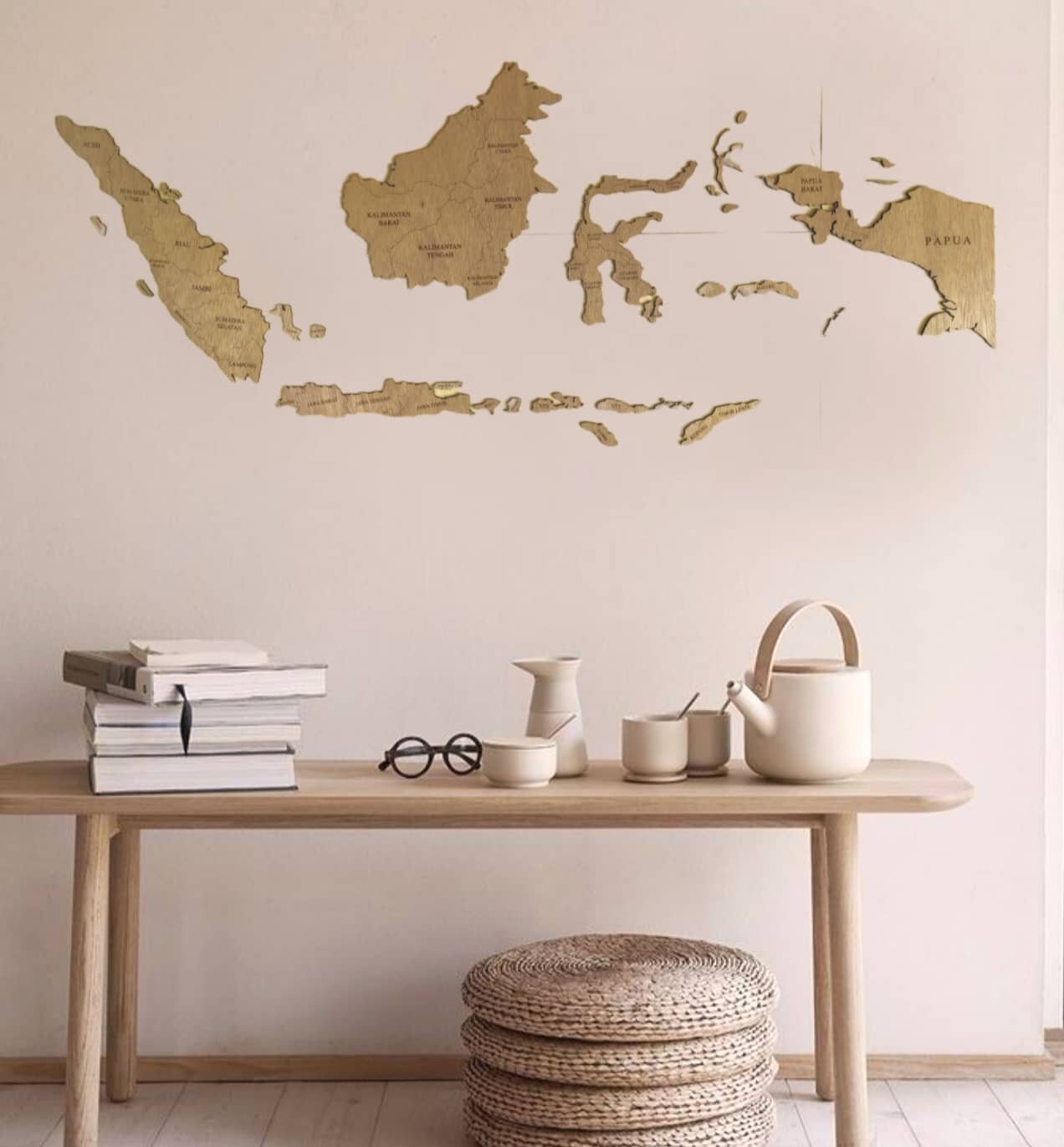 Peta Indonesia Kayu Wooden Indonesian Map Ukuran M Dan L Dekorasi Hiasan Dinding Rumah Kafe