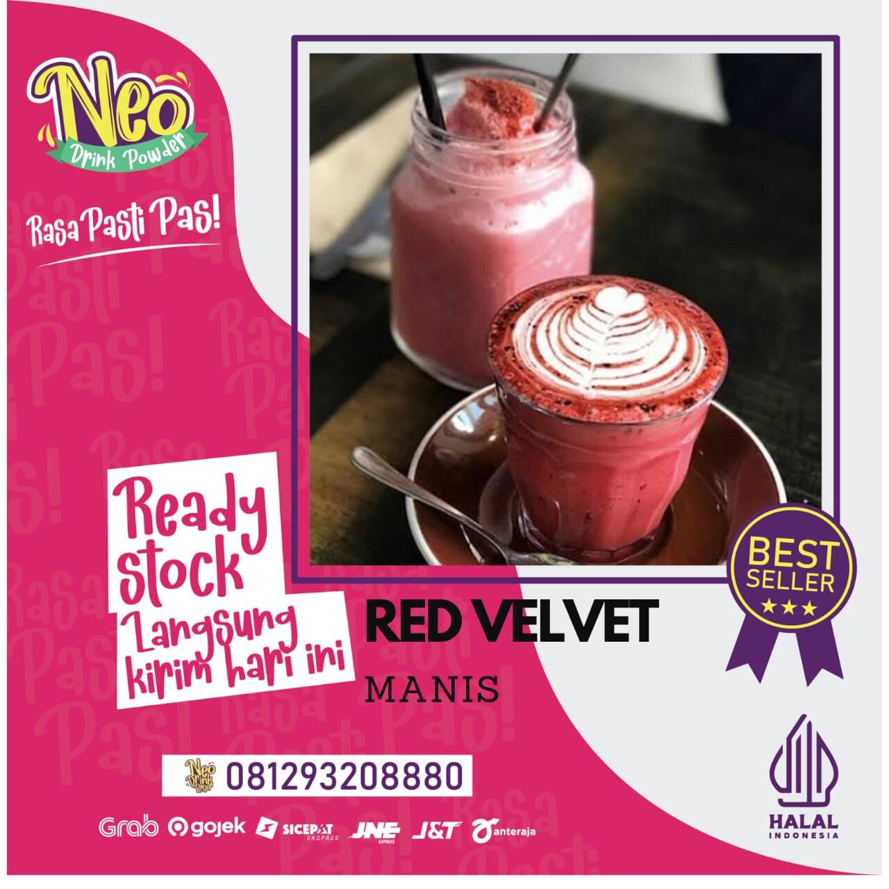 Bubuk Minuman Rasa Red Velvet 1Kg/Red Velvet Powder/Bubuk Red Velvet ...