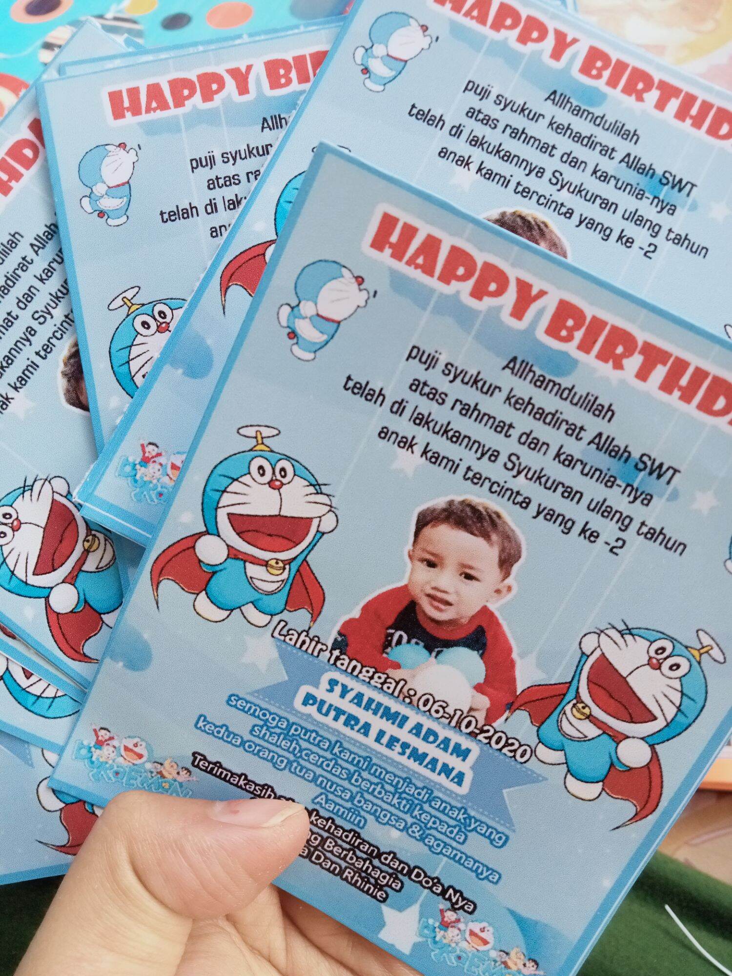kartu ucapan ulang tahun untuk tempelan nasi kuning / box Snack isi 100