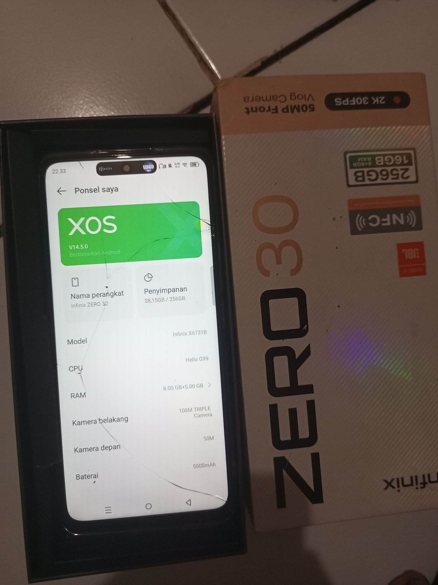 Infinix Zero 30 4g Helio G99 Ram 8Gb Rom 256Gb Full Set Without Charger Giá 1,198,000 Đồng*Miễn phí vận chuyển
