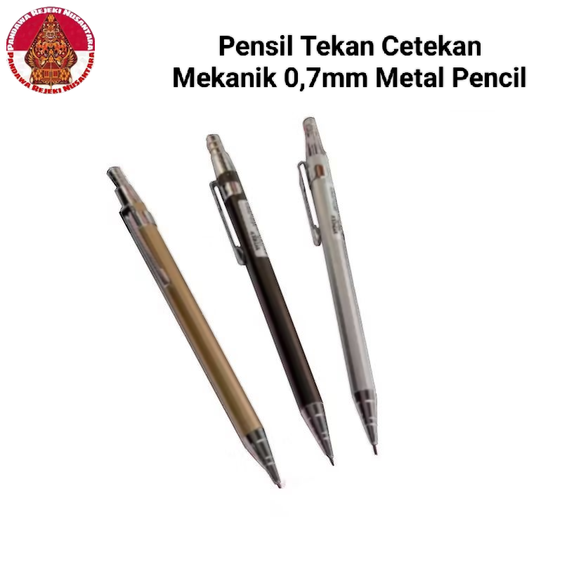 Pensil Tekan Cetekan Mekanik 07mm Metal Pencil