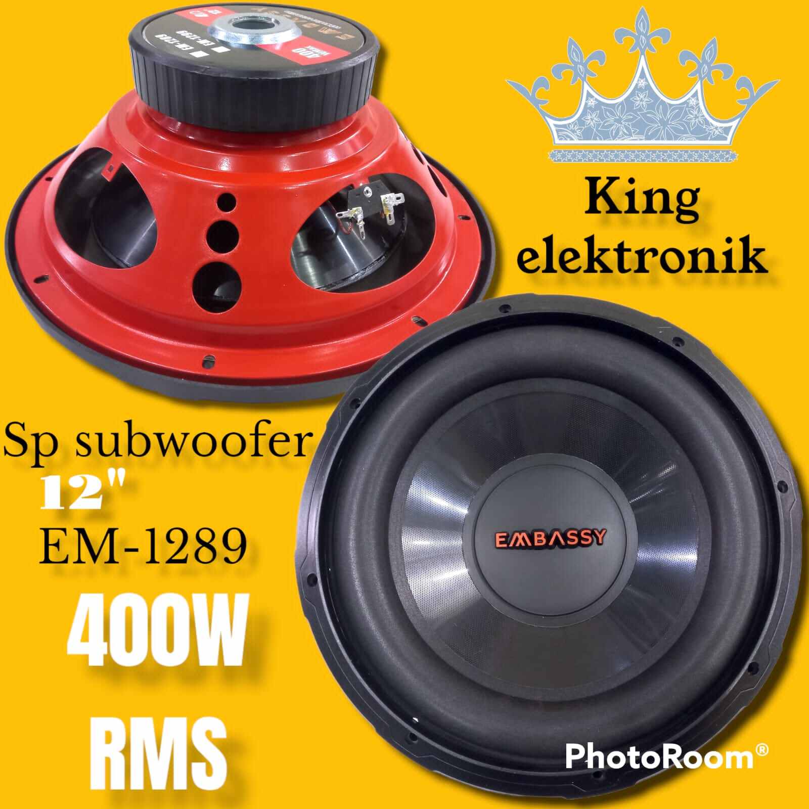 SPEAKER SUBWOOFER 12 INCH EMBASSY EM1289 DOUBLE COIL (HARGA SUDAH