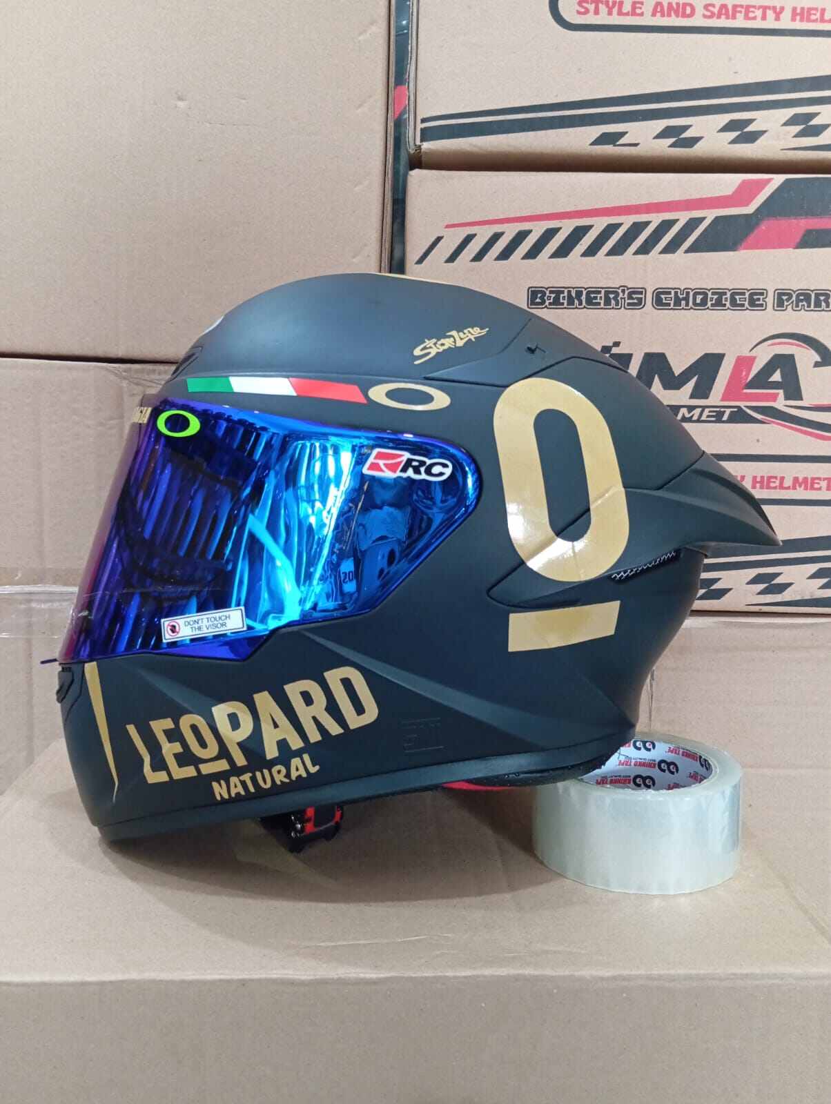 HELM MLA CRYPTON PAKET GANTENG LEOPARD HITAM DOFF SNI Harga 495,000 rupiah*Gratis Ongkir
