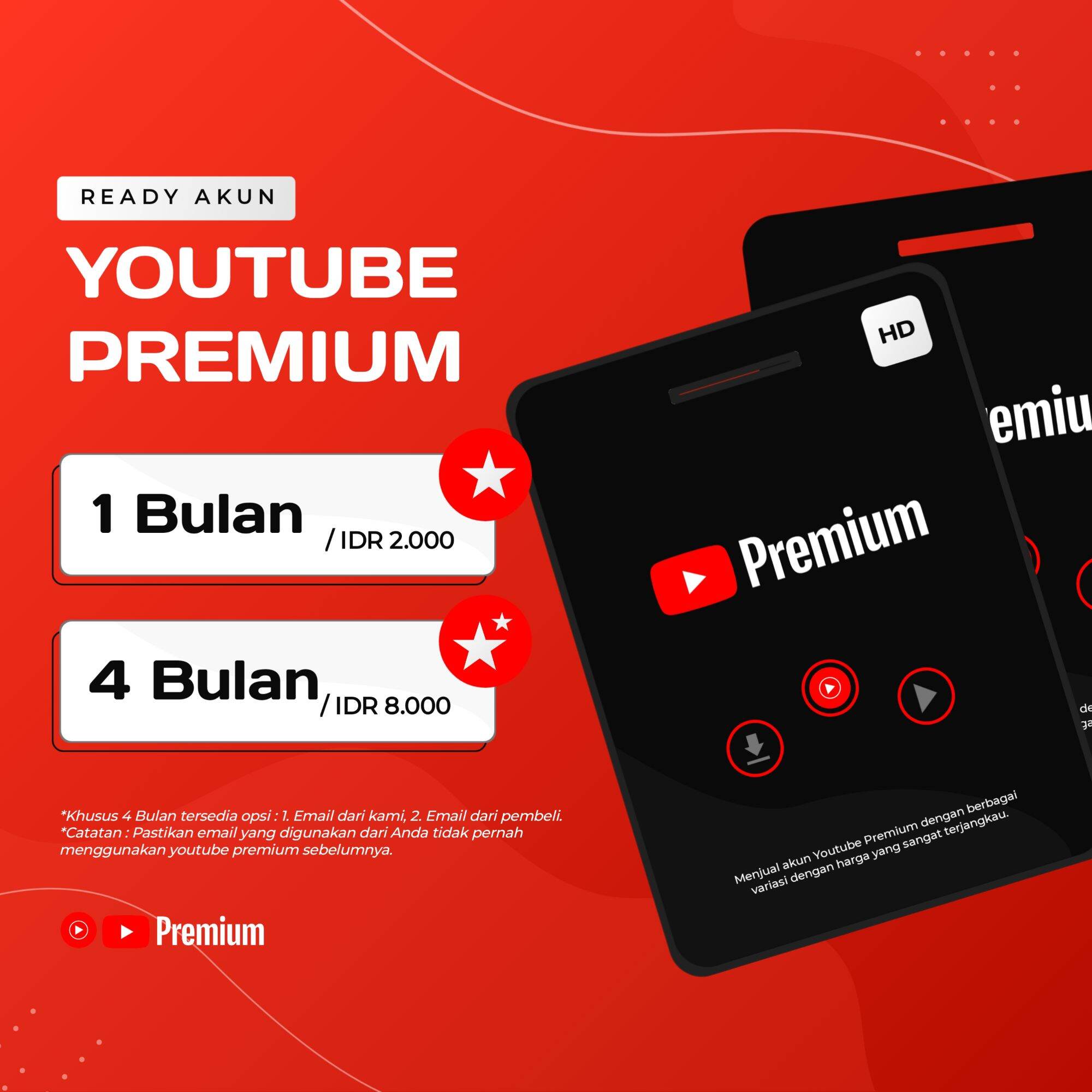 YouTub3 4 Bulan Harga 13,500 rupiah*Gratis Ongkir
