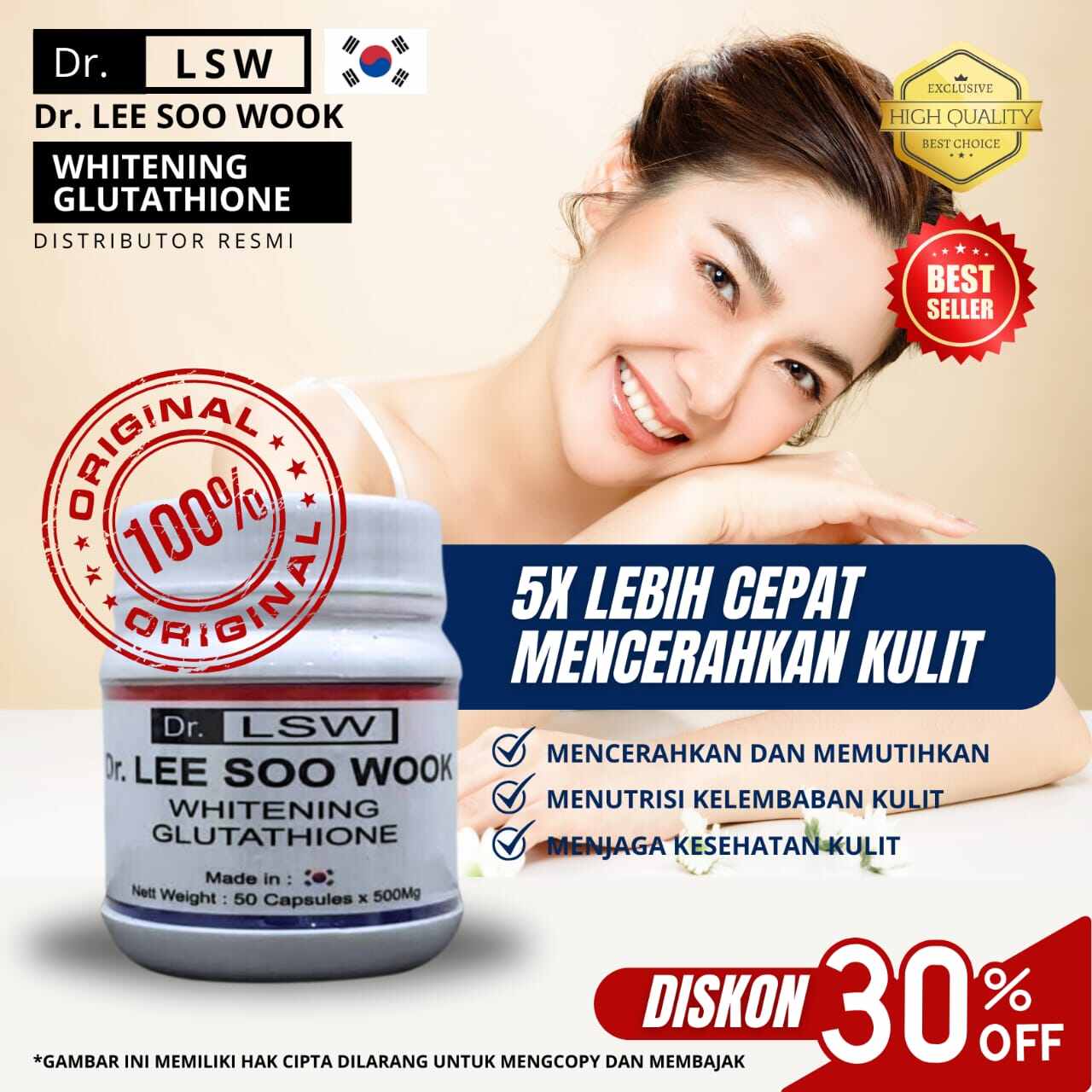 Dr LSW Lee Soo Wook Whitening Glutathione Kapsul Pemutih Korea