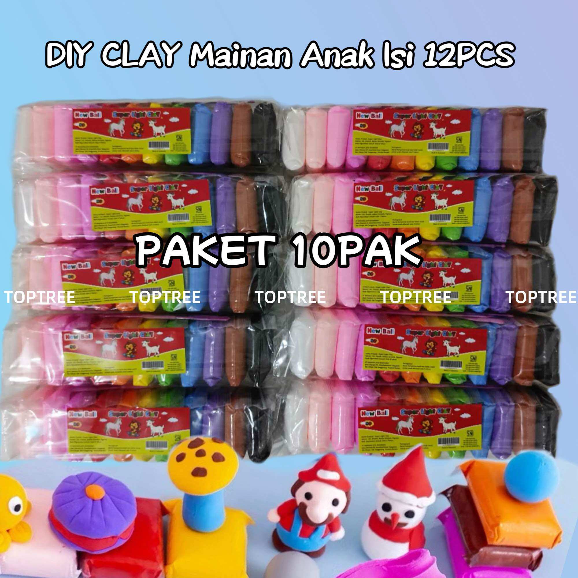 10PACK DIY Clay Mainan Anak Isi 12PCS Press Mainan Edukasi Anak Plastisin Lilin Mainan Clay Polymailer 1 PACK Isi 12 Pcs