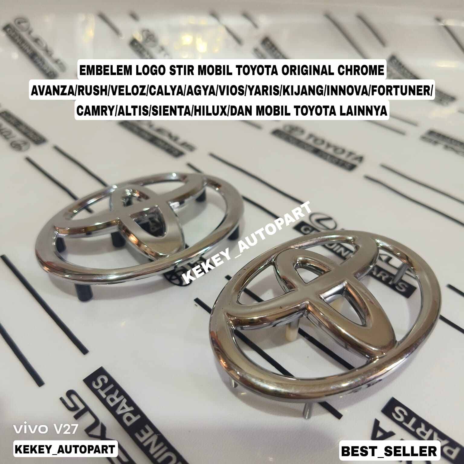 Emblem Logo Stir Toyota Avanza Rush Veloz Yaris Fortuner Innova Agya Calya Vios Camry Hilux Altis Sienta OriginaL Asli Harga 40,000 rupiah*Gratis Ongkir