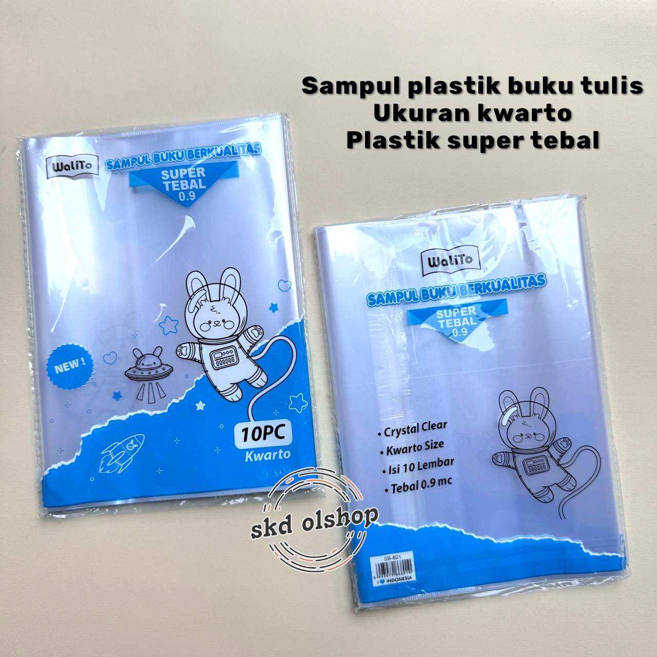 WALITO SAMPUL BUKU PLASTIK / SAMPUL BUKU BERKUALITAS TEBAL 09 MC ISI 10 PCS UKURAN KWARTO BUKU TULIS BIASA