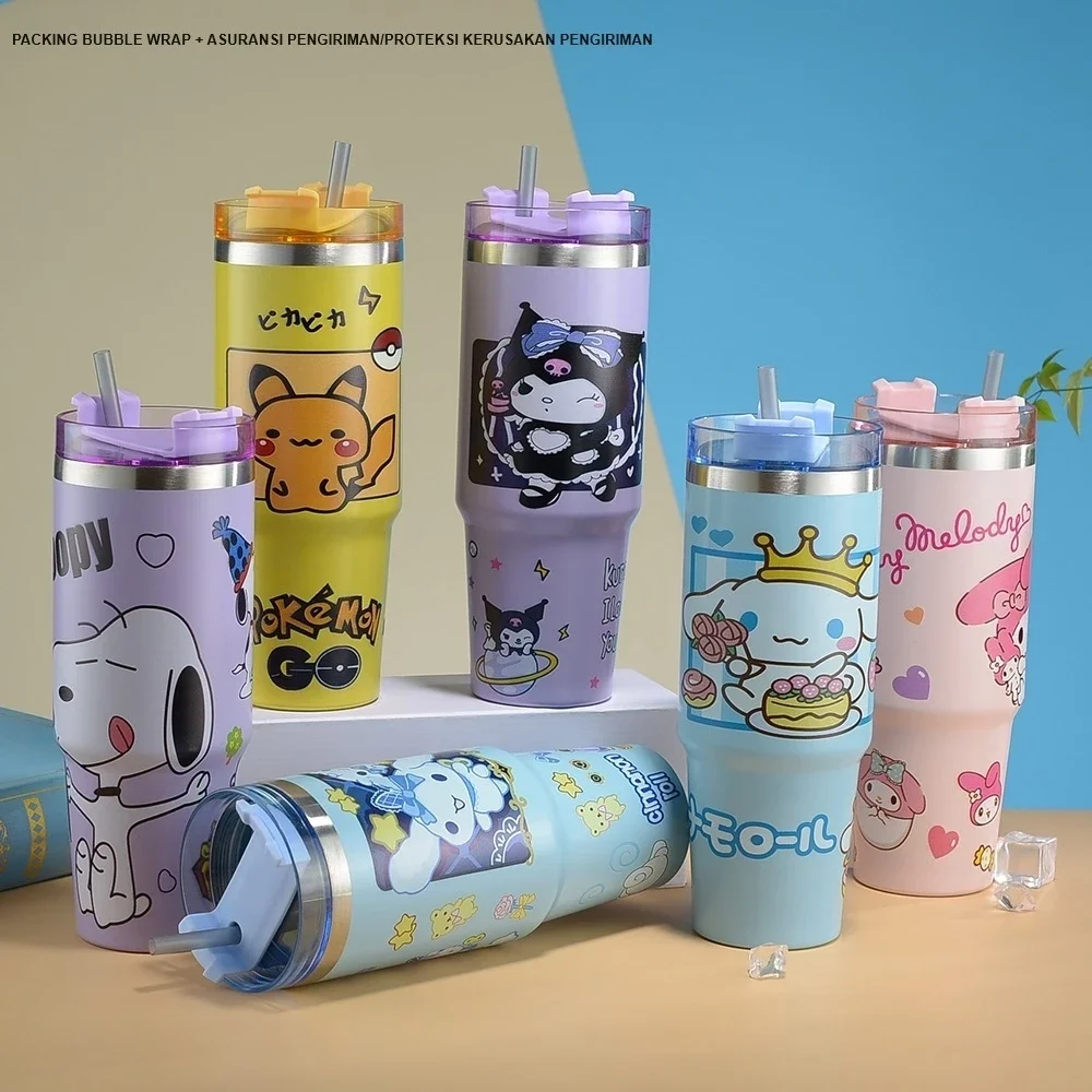 Termos Tumbler Karakter Sanrio+Free Sedotan Tahan Panas&Dingin Stainless Steel | 900ml SD 1220