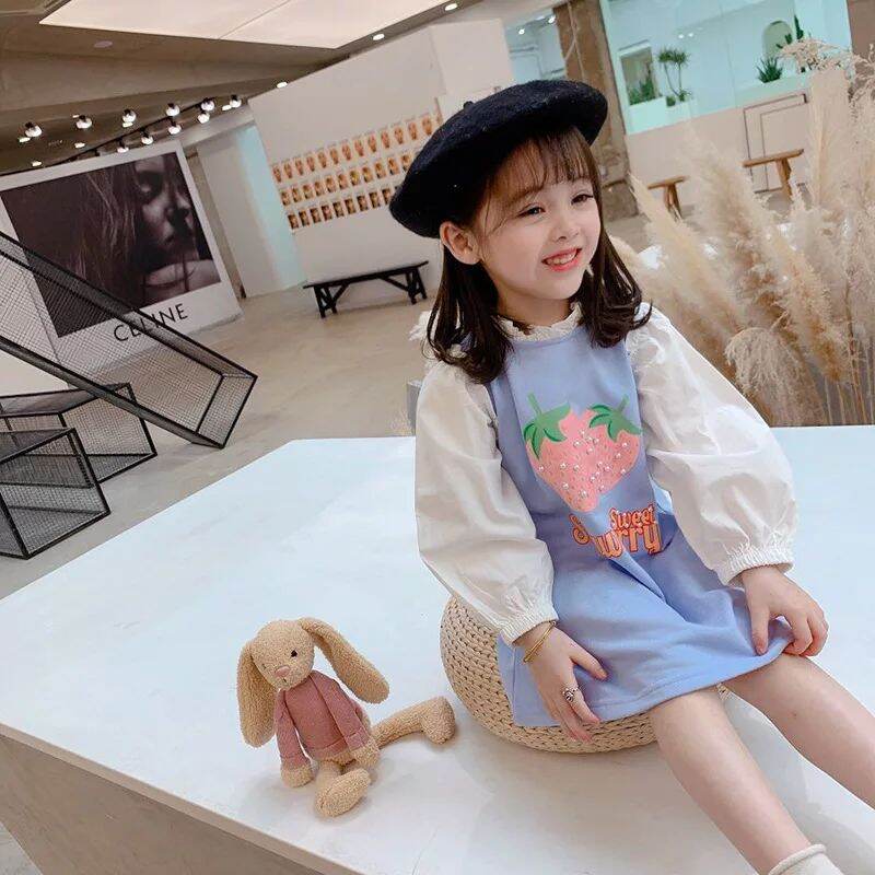 Dress Korea Lengan Panjang Strawberry Anak Cewek Balita Import Murah Gaun Baju Dress Fashion Import Anak Perempuan Korea Cantik Dress Strawberry Pink Blue Anak Cewek Balita Import Cantik Lazada Indonesia