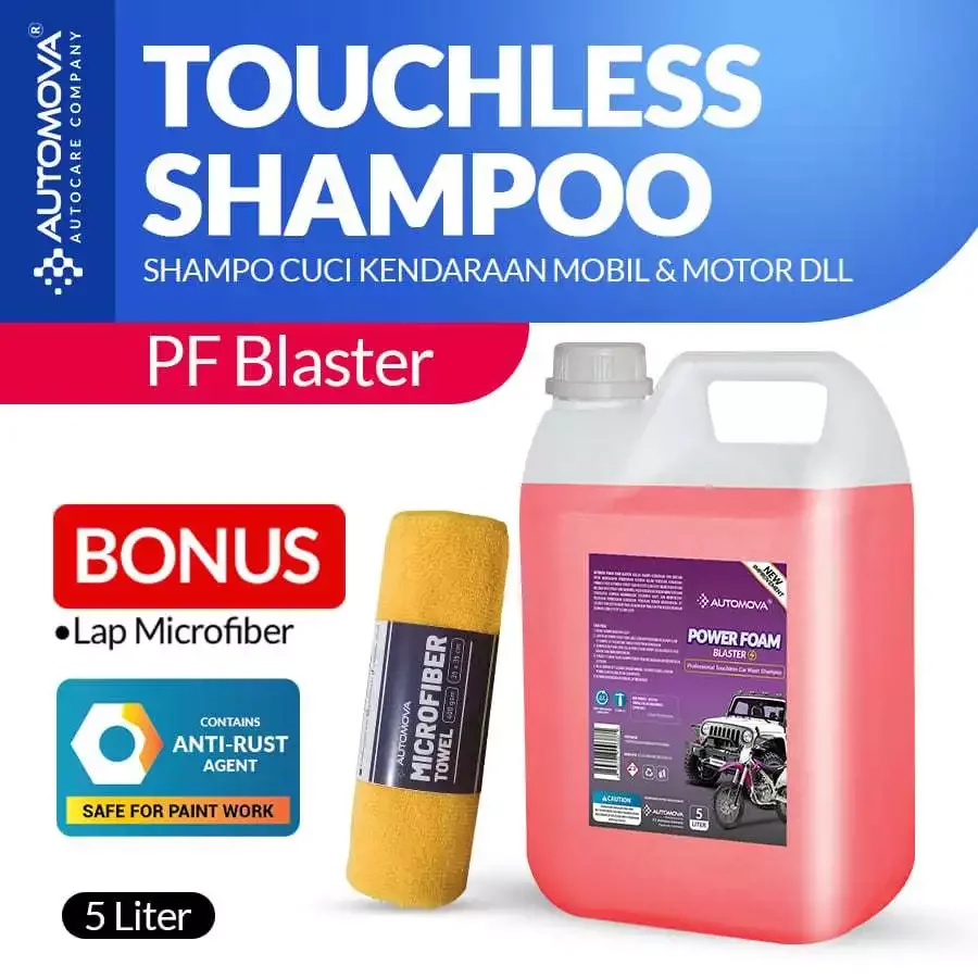 TOUCHLESS POWER FOAM BLASTER (5 Liter)/ TOUCHLESS FREE LAP MICROFIBER/ TOUCHLESS BLASTER BEST SELLER BY AUTOMOVA Harga 719,000 rupiah*Gratis Ongkir