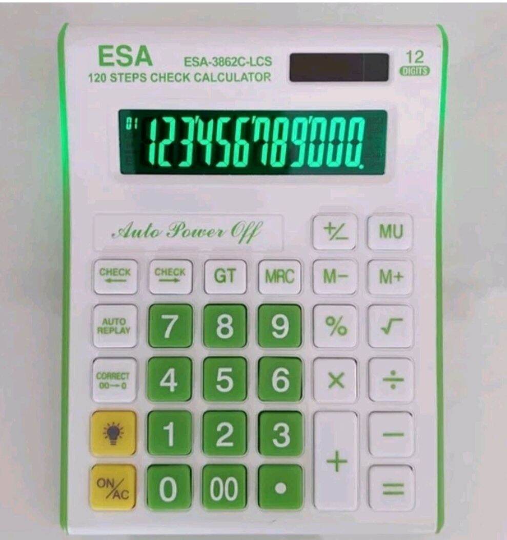 KALKULATOR ORIGINAL ESA LCD LED 3862 LCS 12 DIGIT 120 STEP CHECK CORRECT