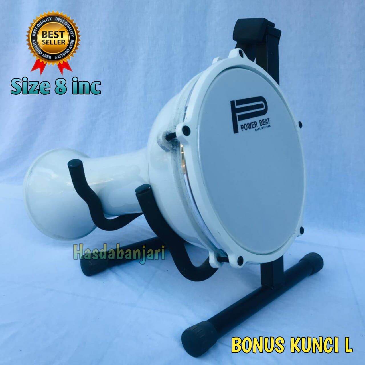 Darbuka dumbuk calti alumunium 8 inch putih mika hitam bonus kunci L