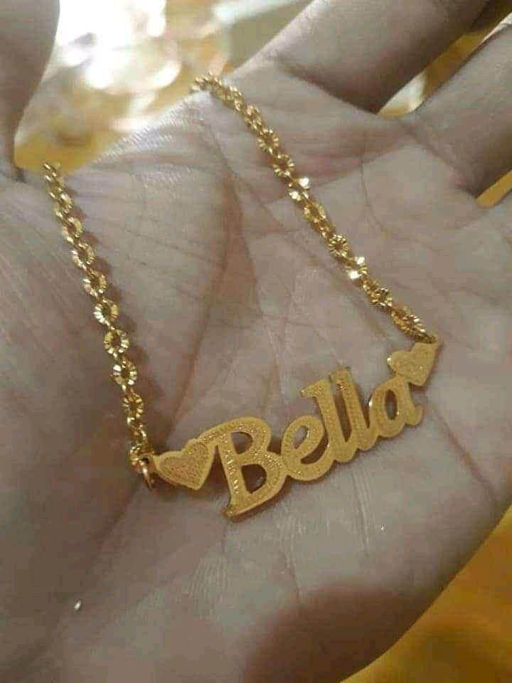 kalung liontin nama custom kuning lapis 