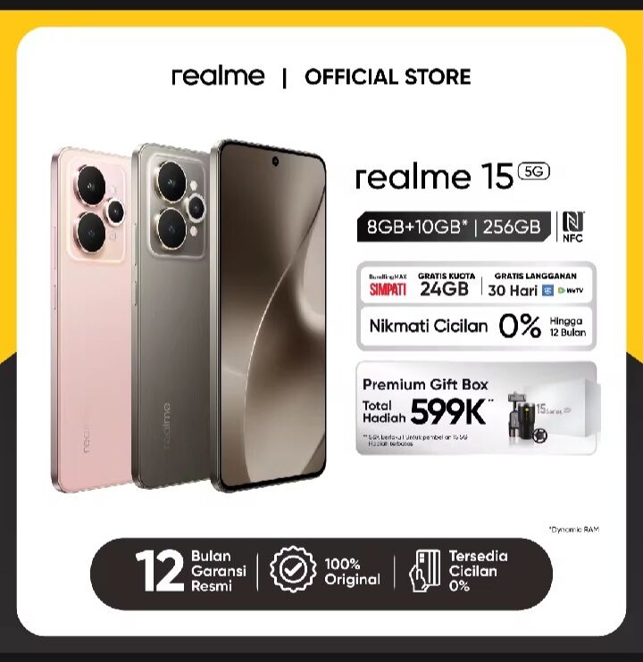 The cheapest realme 15 5G mobile phone Harga  2,500,000 Ringgit*Penghantaran Percuma