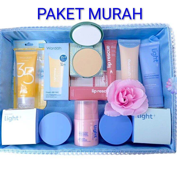 ( BEST SALLER ) WARDAH LIGHT ISI 8 PCS CREAM + MAKEUP + LIPSTIK SATU SET LENGKAP