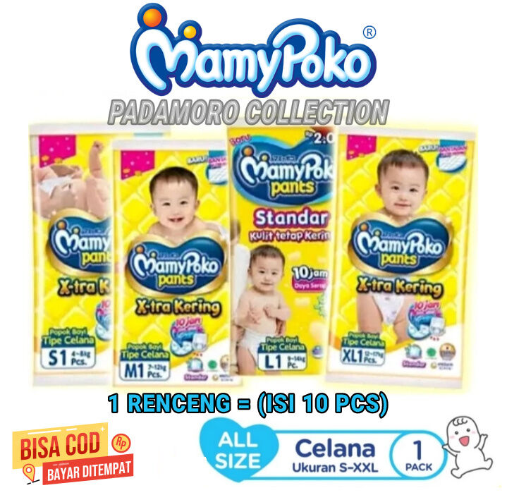 PAMPERS RENCENGAN MAMYPOKO PANTS X-TRA KERING ISI 10 PCS S / M / L / XL / XXL / POPOK MAMY POKO HARGA TERMURAH KUALITAS TERBAIK