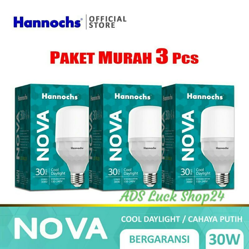 Hannochs Nova Lampu LED Capsule 30 Watt Super Terang - Cahaya Putih (Paket isi 3 Pcs).