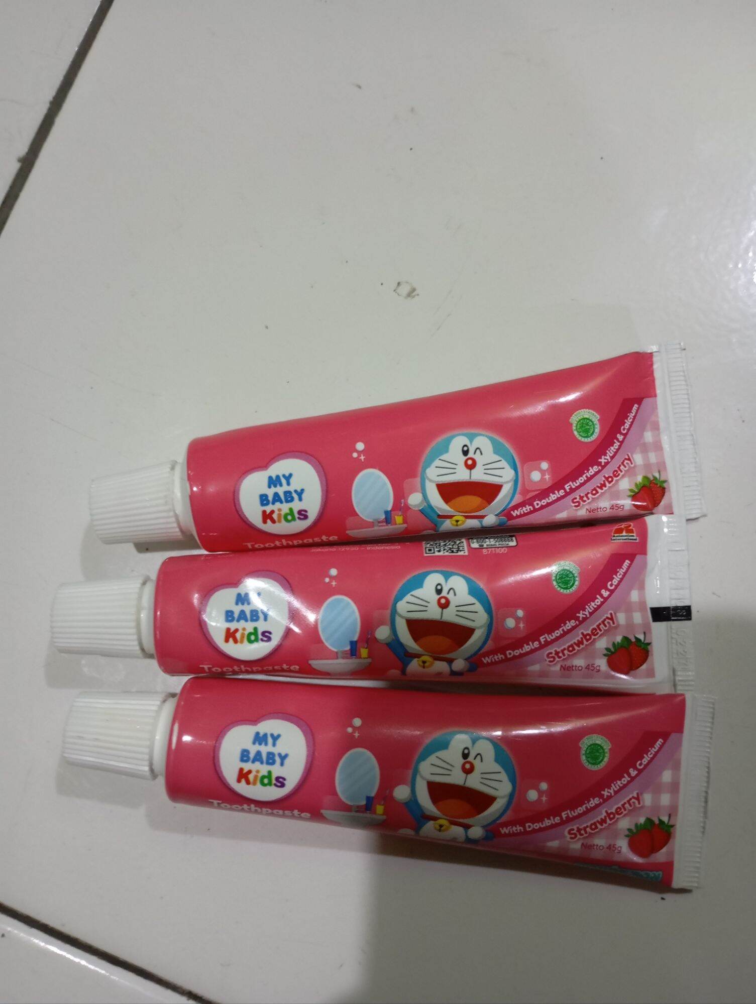 my baby kids toothpaste strawberry & orange 45g tanpa box dapat 3pcs