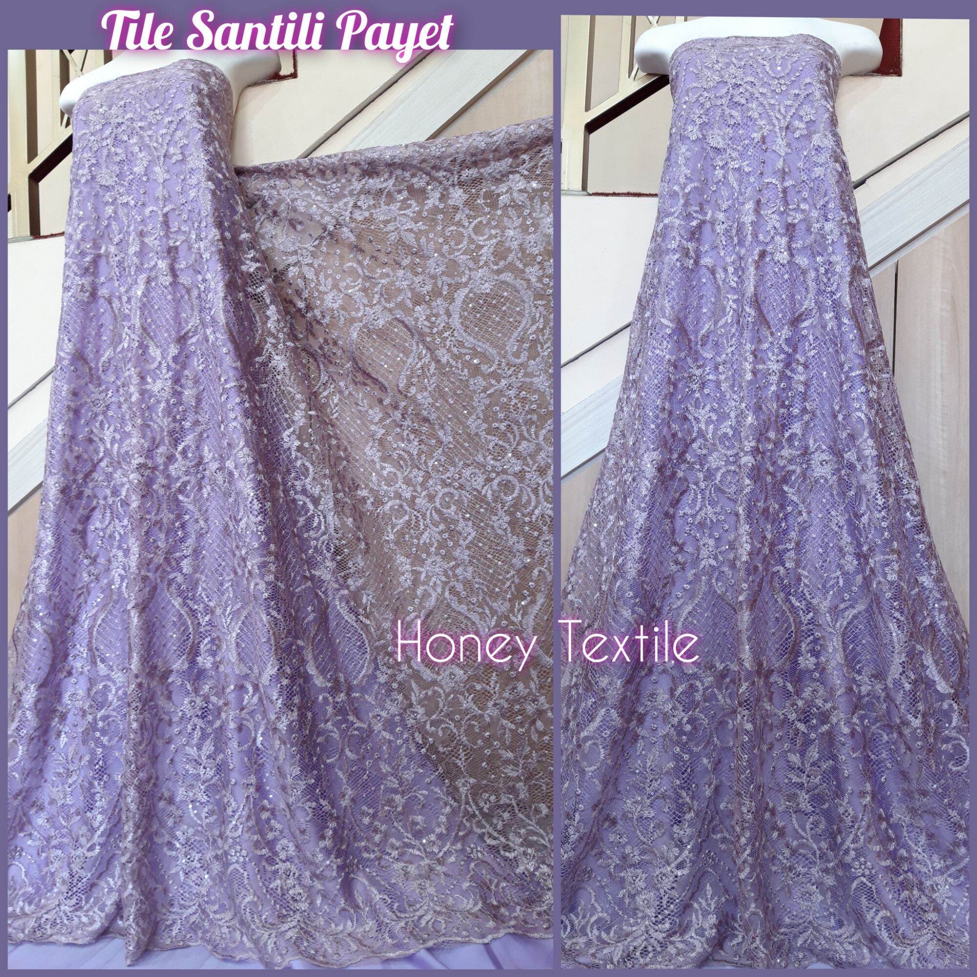 Kain Tile Tulle Santili Sequinded Payet Kain Tile Brokat Tile Santili