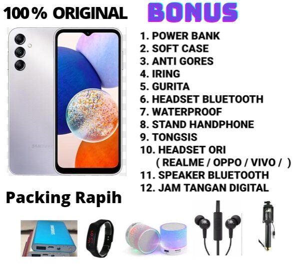 SAMSUNG A14 5G RAM 6/128 GB GARANSI RESMI Harga  2,550,000 Ringgit*Penghantaran Percuma