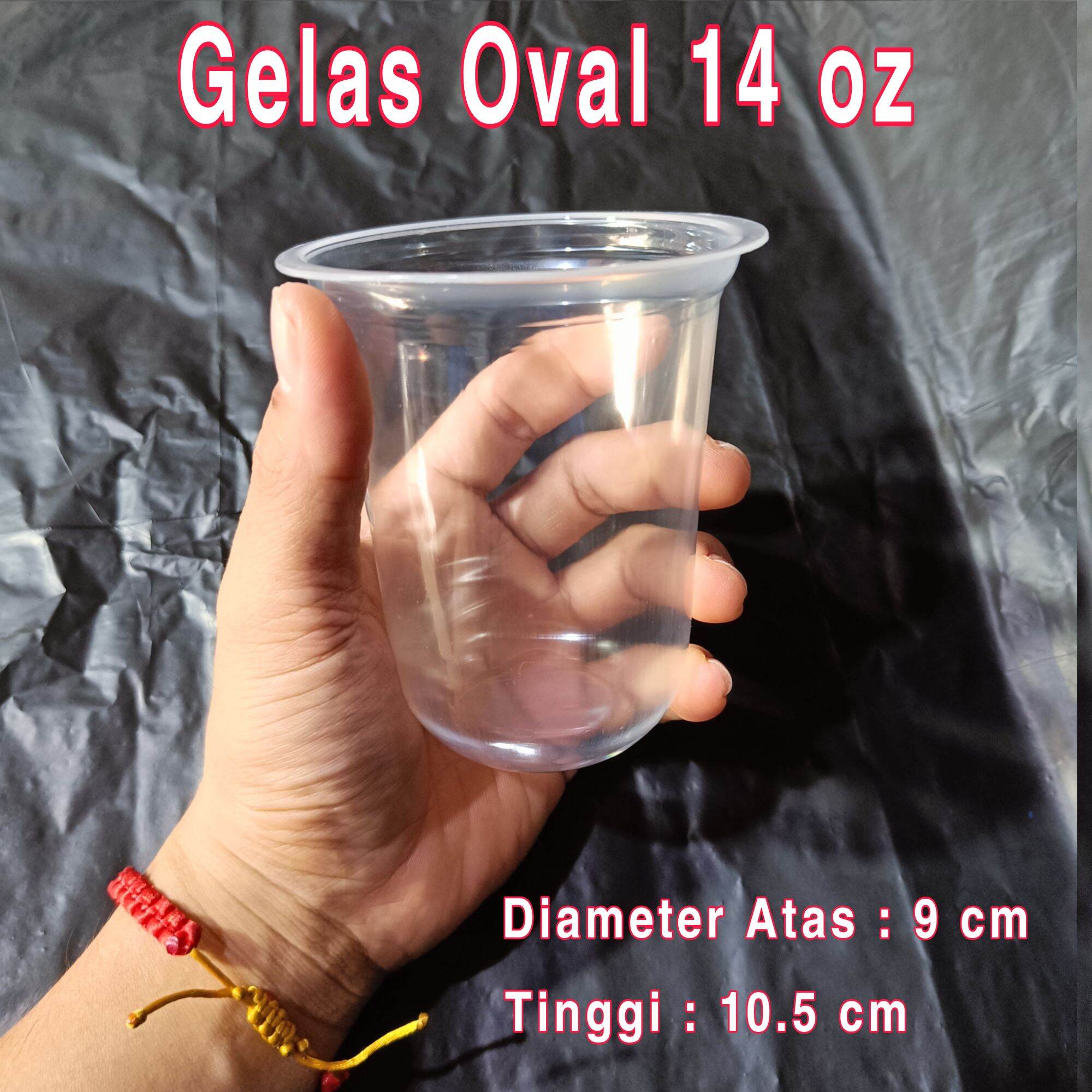 Gelas Plastik Oval Ukuran 14 Oz Isi 50 Cup Gelas Oval Gelas Es Gelas Boba Gelas Juice 9529