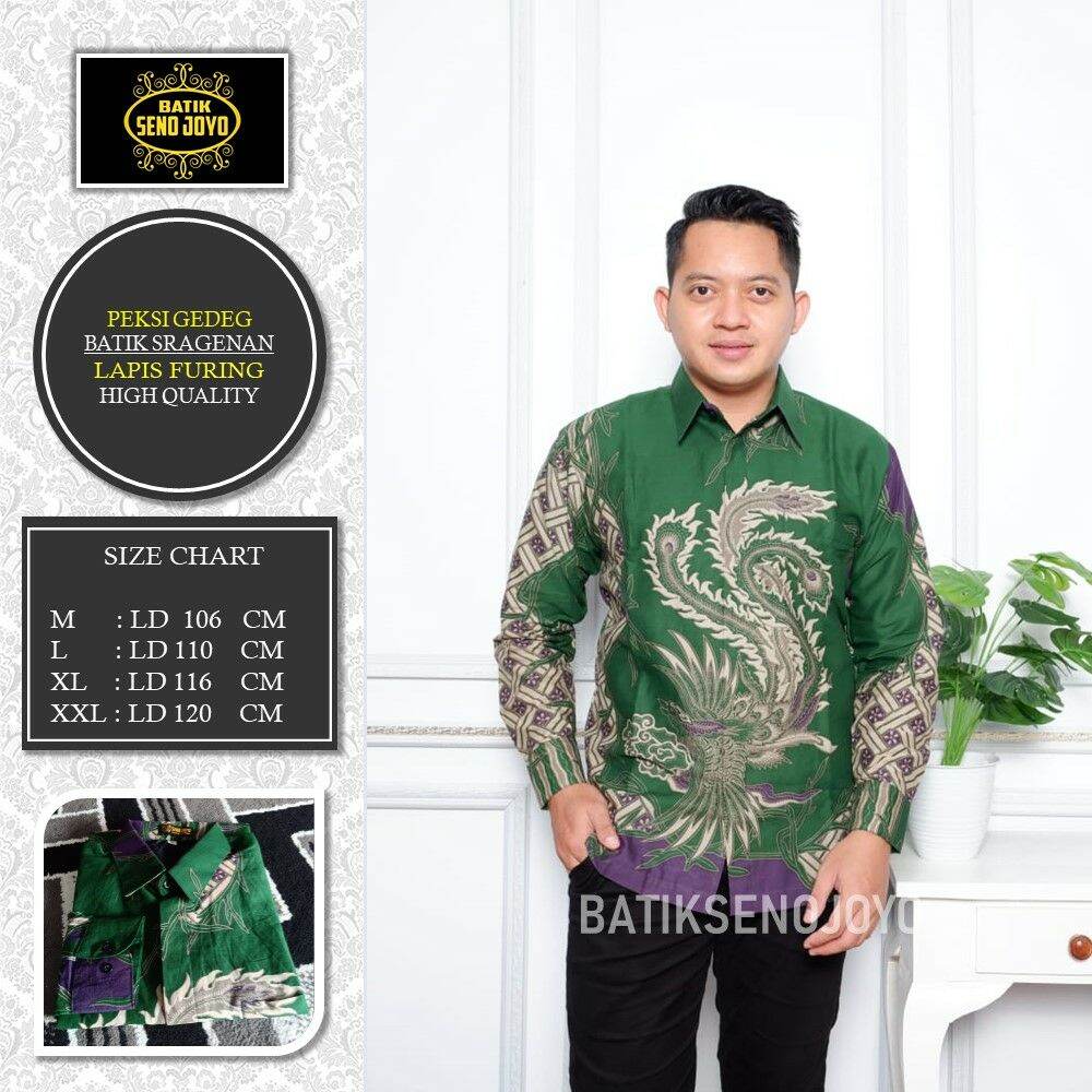 Kemeja Batik Pria Terbaru Kemeja Batik Warna Hijau/Botol/Army Batik