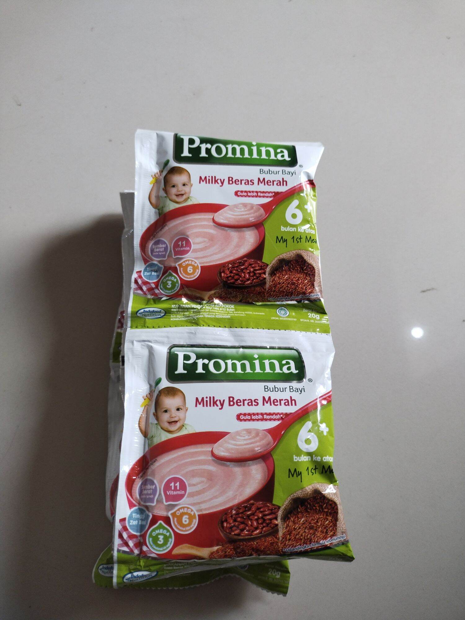 Bubur bayi Promina 6+ sachet isi 8 sachet x 20 gram
