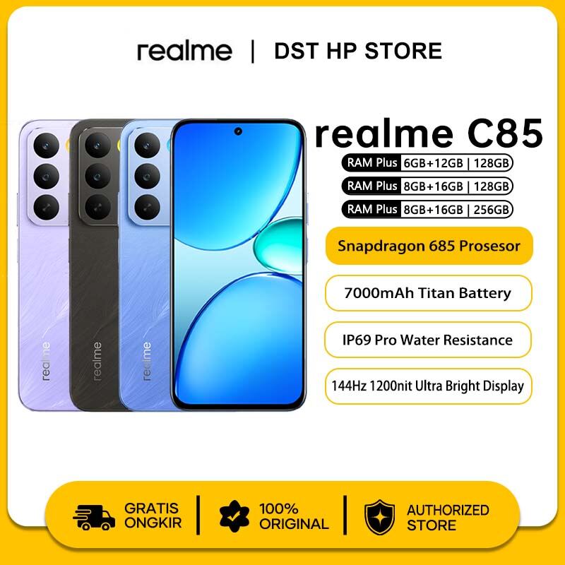 [Official Store] realme C85 Snapdragon 685 7000mAh IP69 pro water resistance NFC official warranty Harga  2,599,000 Ringgit*Penghantaran Percuma