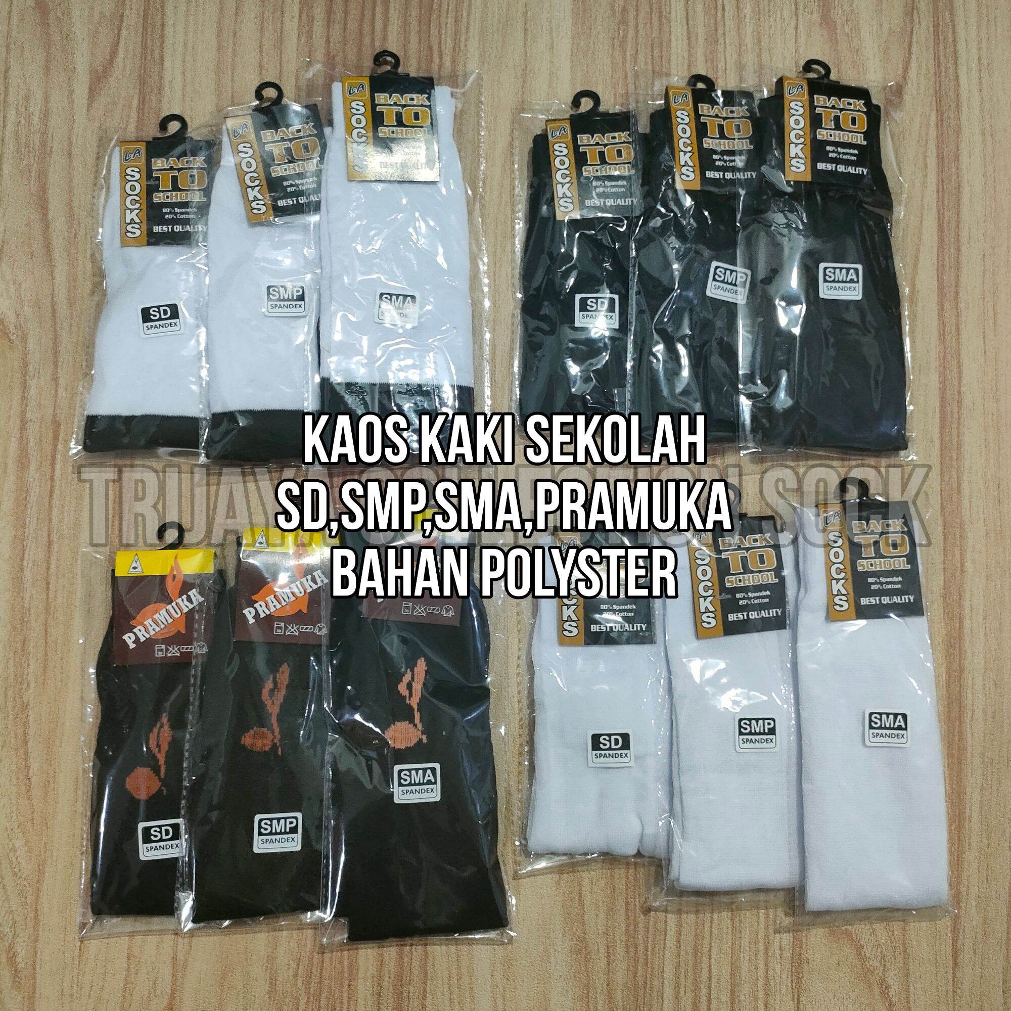 Jual 1 Lusin Kaos Kaki Sekolah Hitam Putih Hitam Polos Putih Polos Dan