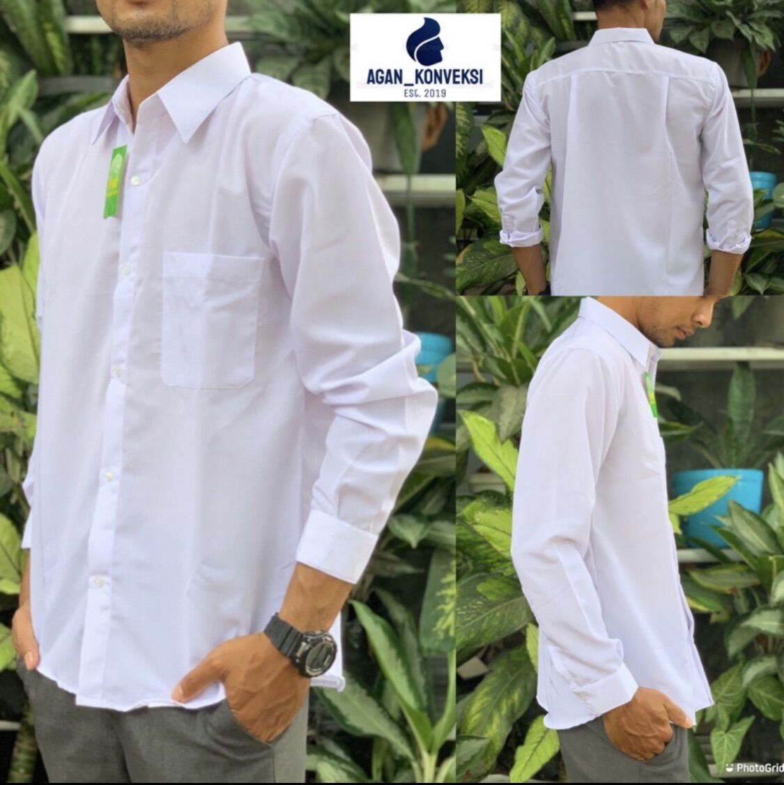 Kemeja Putih Polos Pria Lengan Panjang Size Jumbo Xxxl XXL XL L M