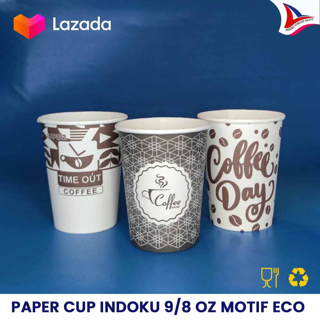 Paper cup indoku 8 oz gelas kertas minuman panas 8 oz isi 50 pcs ...