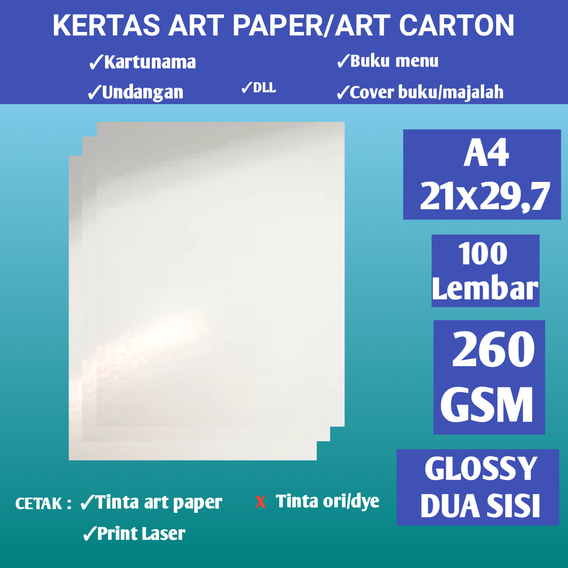 Kertas Art Carton Art Paper 260 Gsm A4 Isi 100 Lembar Lazada Indonesia