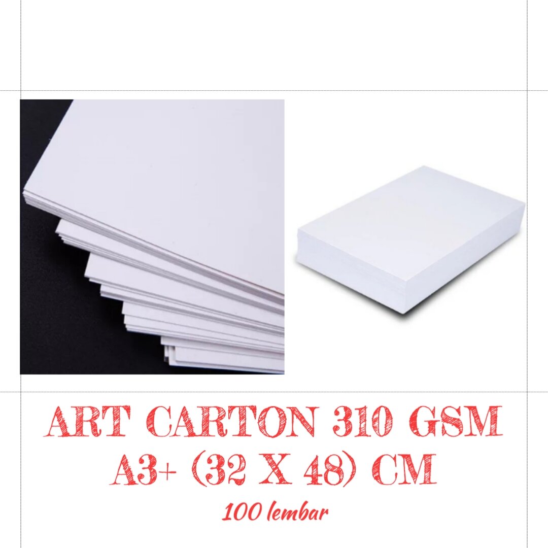 kertas art karton 310 gsm A3 plus ukuran 32 x 48 cm isi 100 lbr