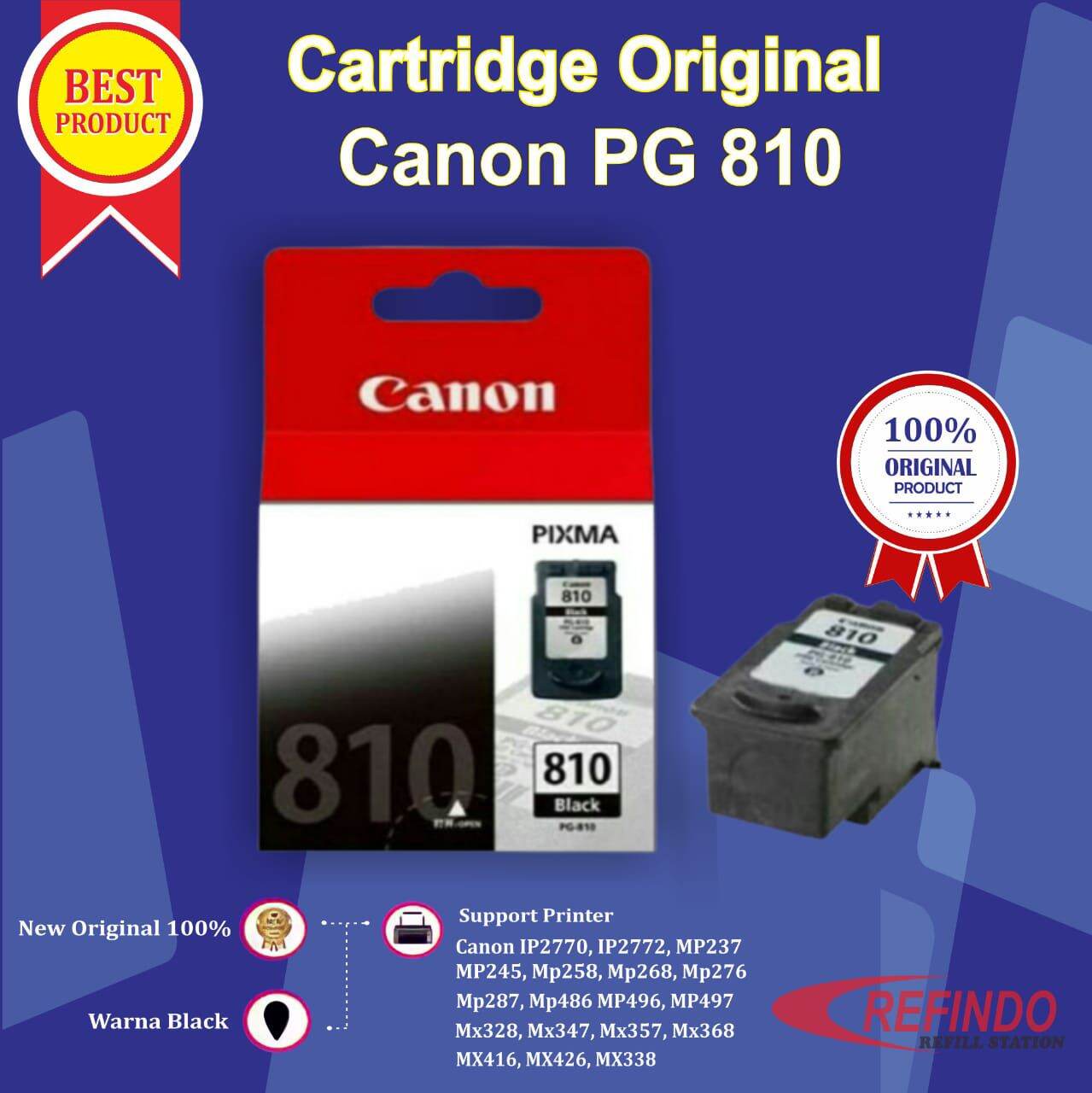 Cartridge Canon PG 810 Black Cartridge Printer Pixma IP2770 MP258 MP237