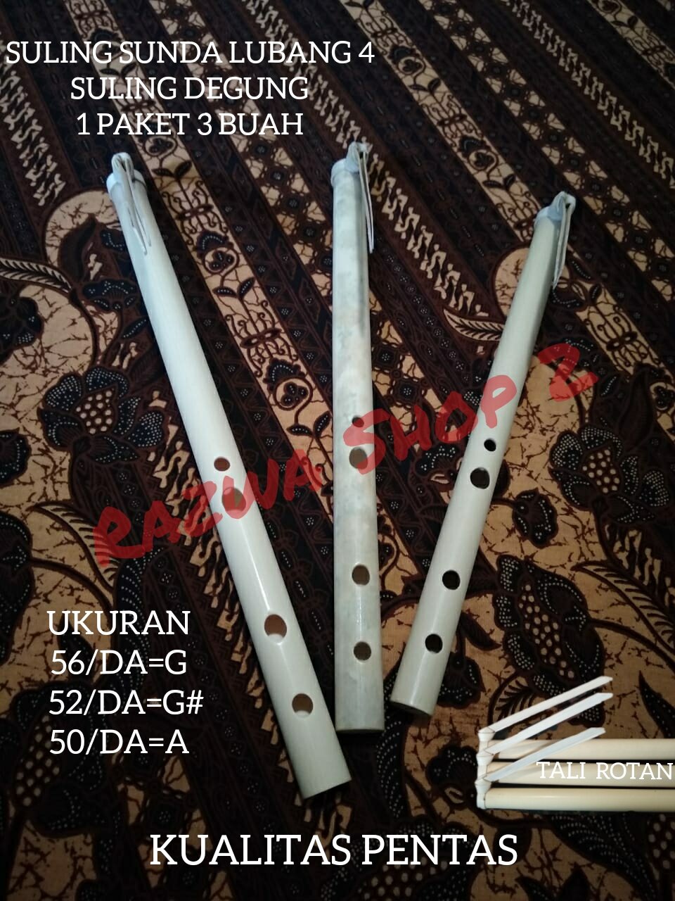 Seruling Bambu/Suling Sunda lubang 4/Suling Degung 1 paket 3 buah ...