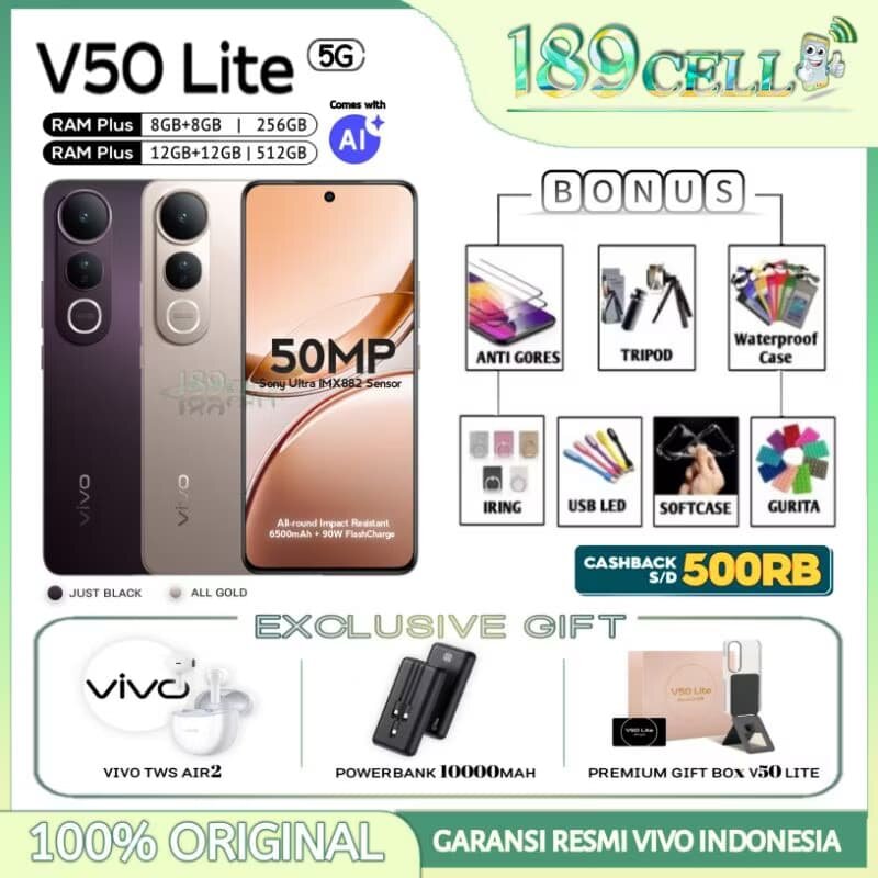 Vivo V50 Lite 5g Ram 12/512Gb 8/256Gb | Vivo V 50Lite 4g Ram 8/256Gb 8/128Gb Official Vivo Warranty Giá 3,209,900 Đồng*Miễn phí vận chuyển