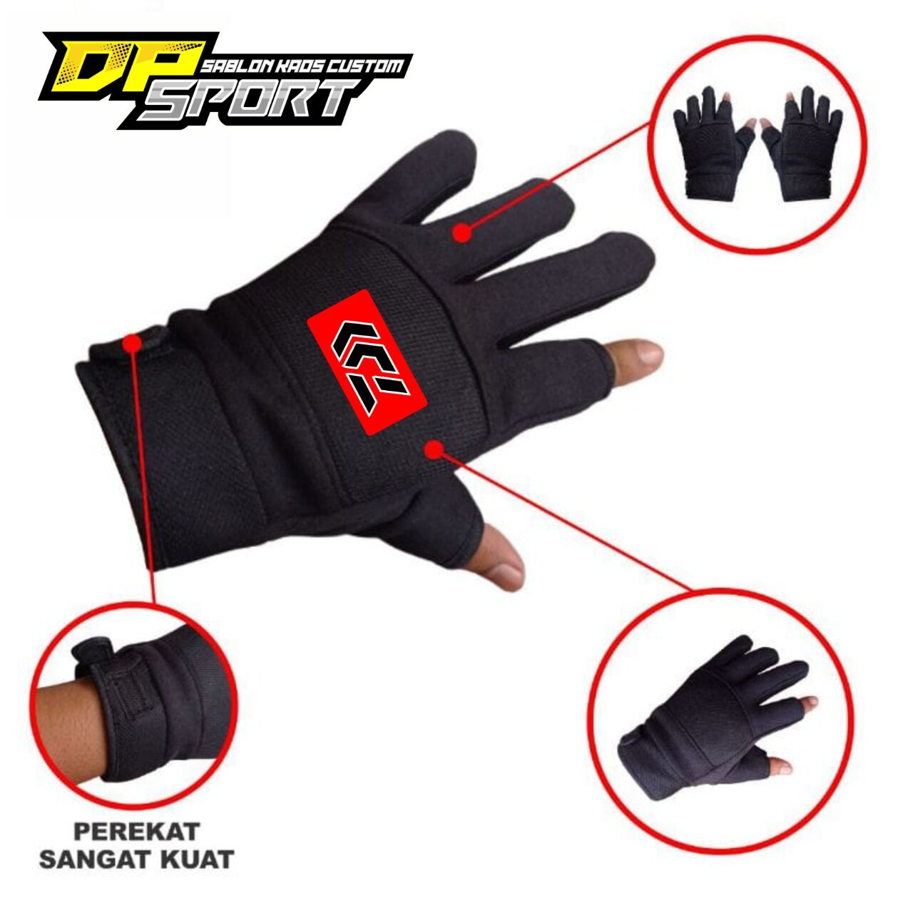 HUWAI Sarung Tangan Mancing Anti Selip Premium Sarung Tangan Menangkap Ikan  Setengah Jari Anti-Slip Fishing Gloves Sarung tangan es pelindung matahari  (COD)