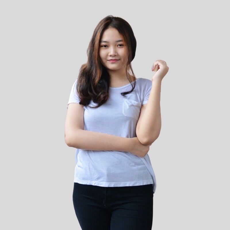 Lazada Indonesia - H&M – kaos polos lengan pendek wanita – o neck with pocket