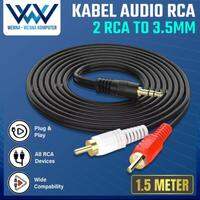 Kabel Audio Aux 3.5mm to 2 RCA 15 / 3 Meter handphone HP ke Stereo Speaker