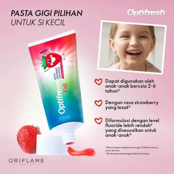 Optifresh Kids Strawberry Toothpaste (Pasta gigi anak usia 26 tahun dengan rasa strawberry yang