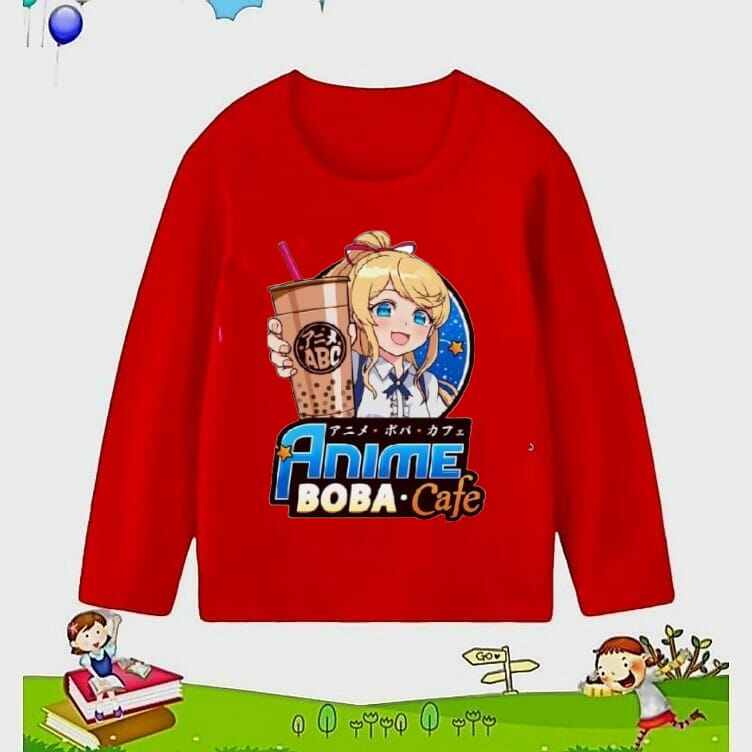 Kaos lengan panjang anak usia 1-12 tahun boba anime printing DTF