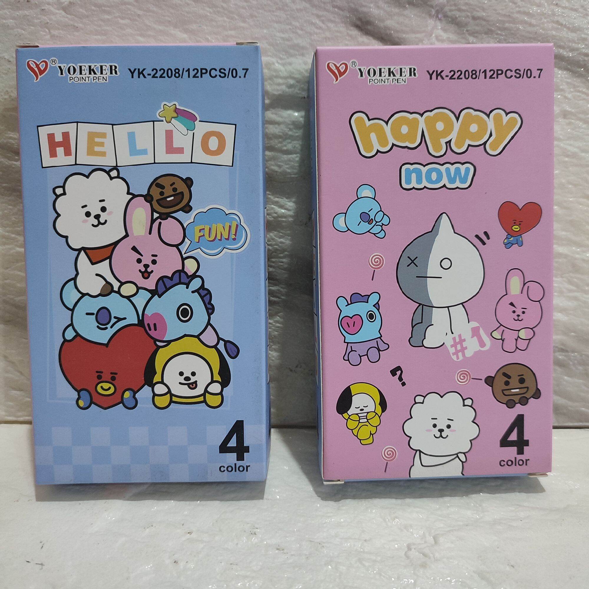 Pena 4 warna BT21 merek Yoeker isi 12 pcs murah