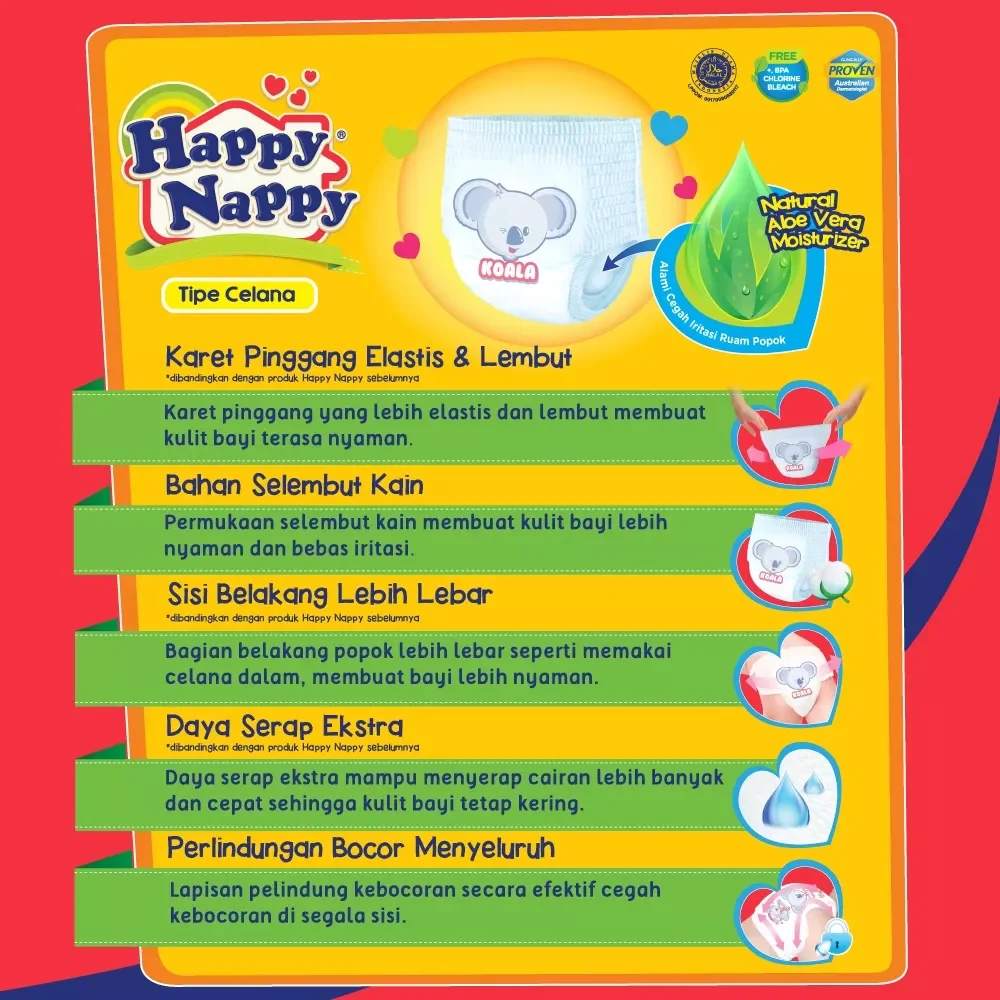 Happy Nappy Smart Pants M 54 - Popok Celana Bayi. 