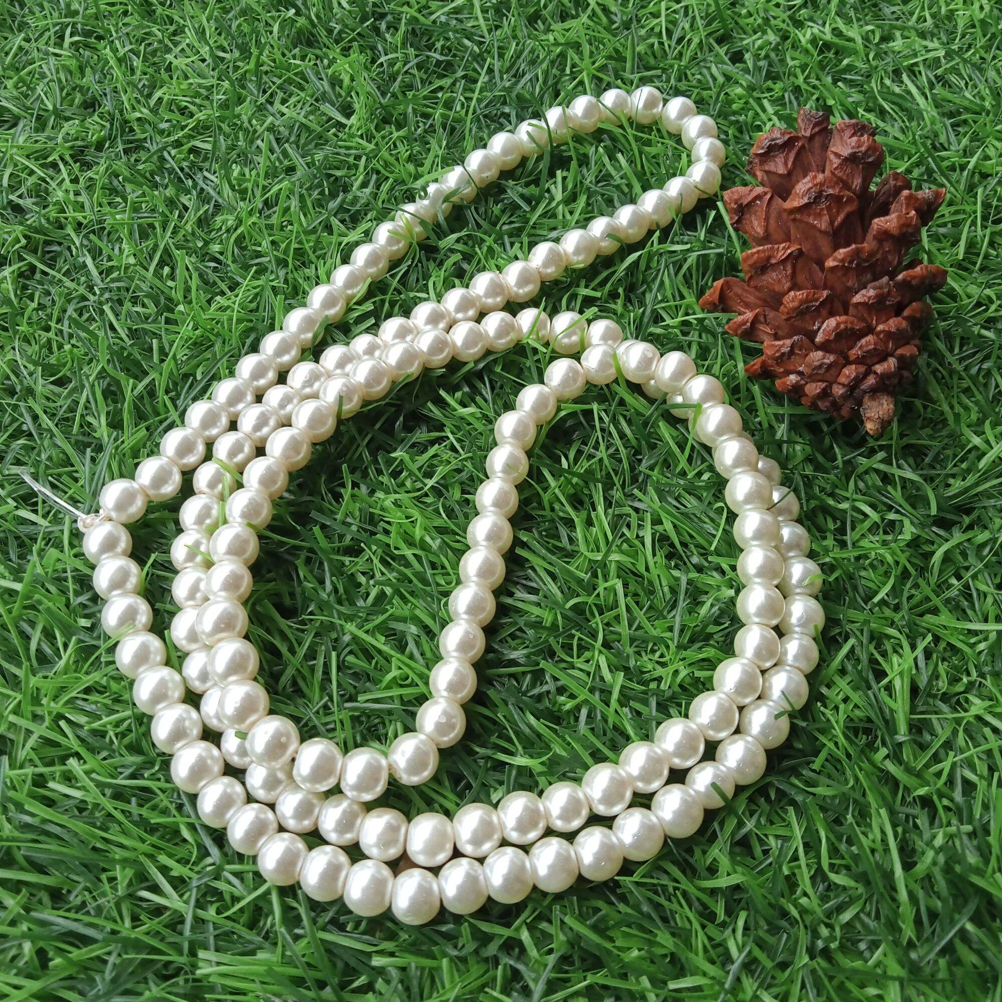 mutiara renteng ukuran 6 Mili warna putih tulang
