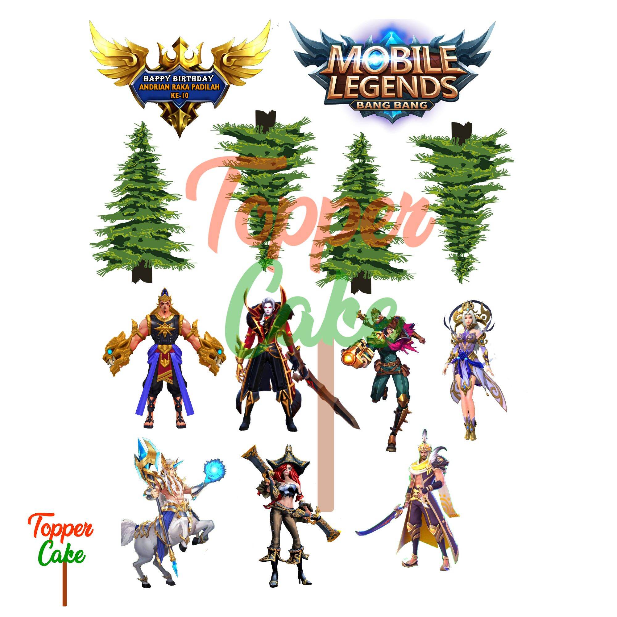 Topper Cake Mobile Legends gratis Tambah Nama dan Foto / Ingin COD ...