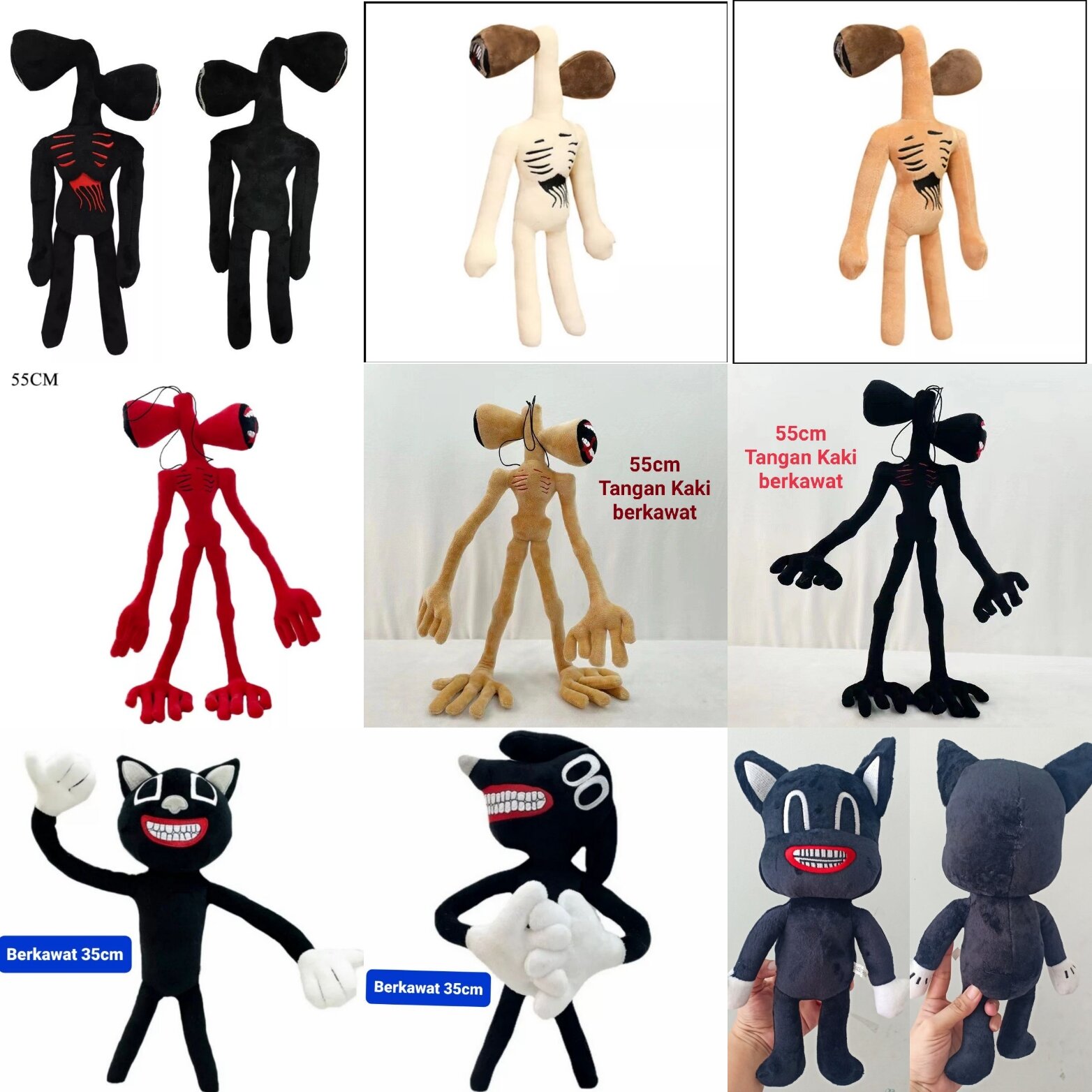 boneka Siren Head Mainan Anime Sirene anjing kucing hitam seram